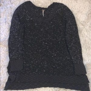 Free People Black and Grey Sweater